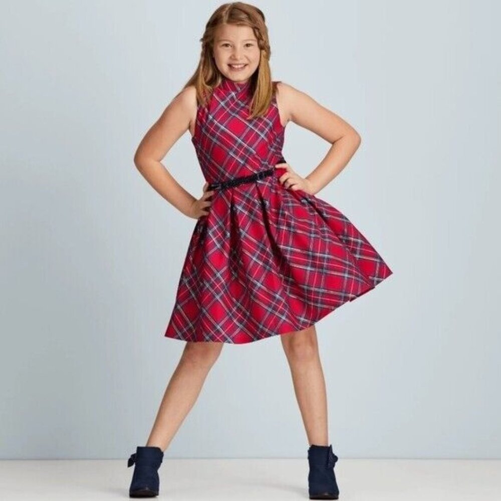 American Girl Pretty Plaid Christmas Dress For Girls Sz 7 Rare Retired Holiday